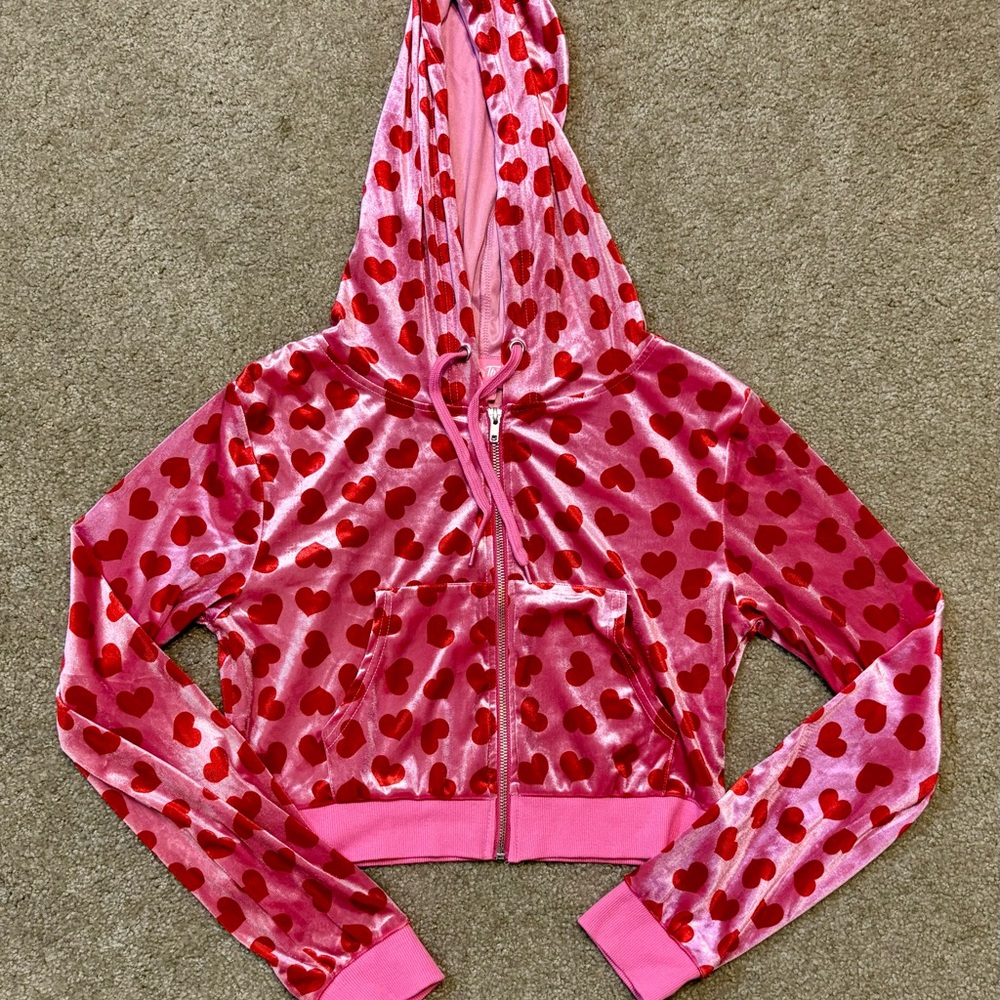 Sugar Thrillz Pink and Red Heart Hoodie